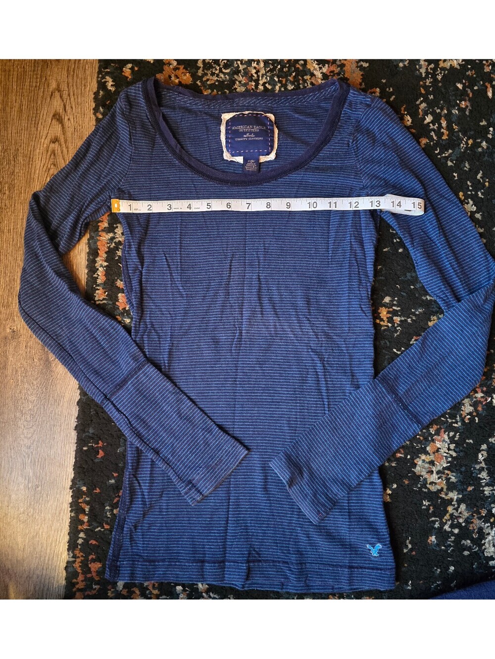 Vintage Y2K American Eagle Micro Striped Long Sleeve Top